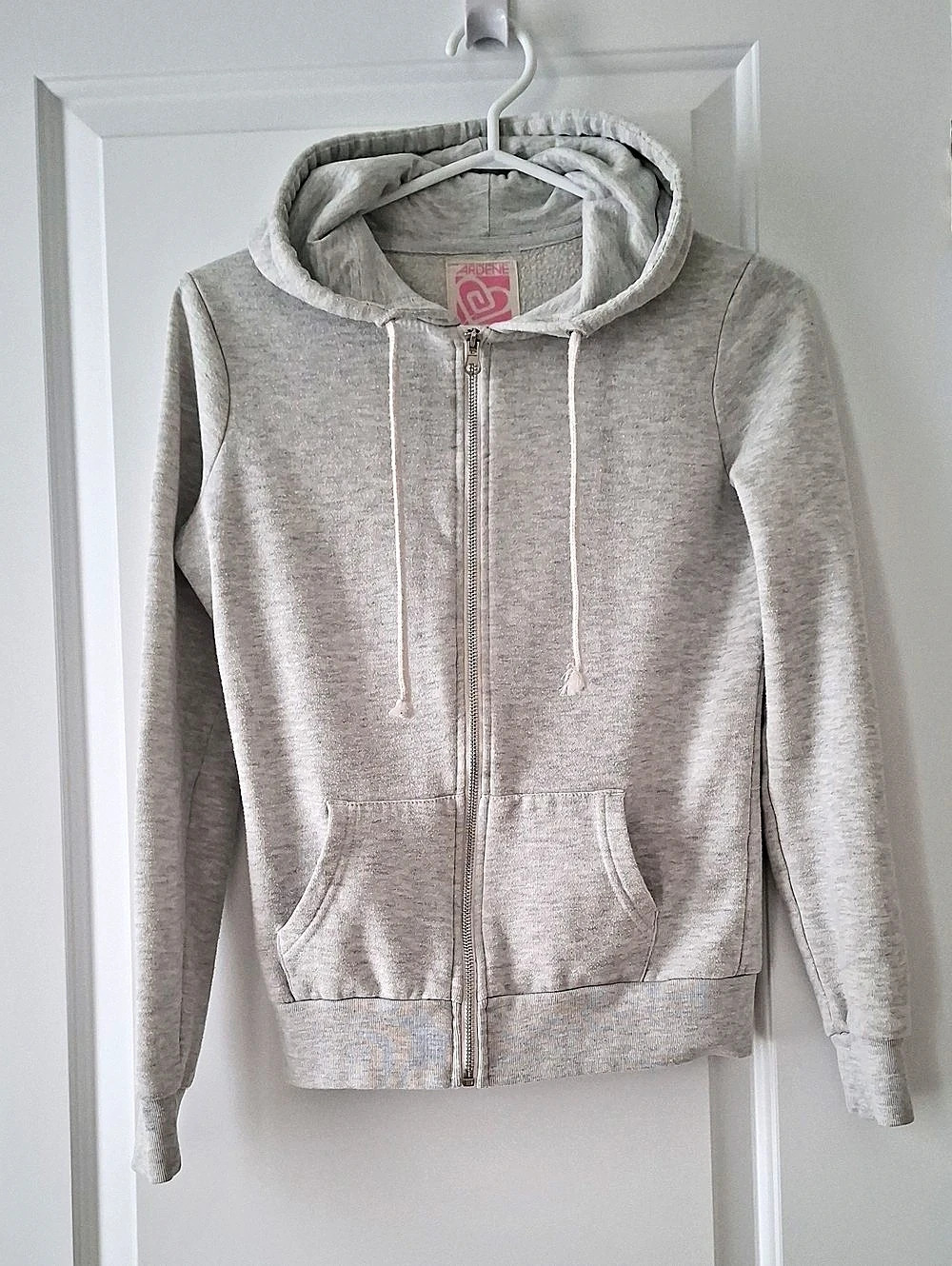 Ardene Zip-Up Hoodie in Gray Pockets Fleece Lined Size Small